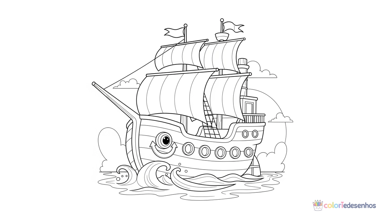Barco para imprimir e colorir para colorir