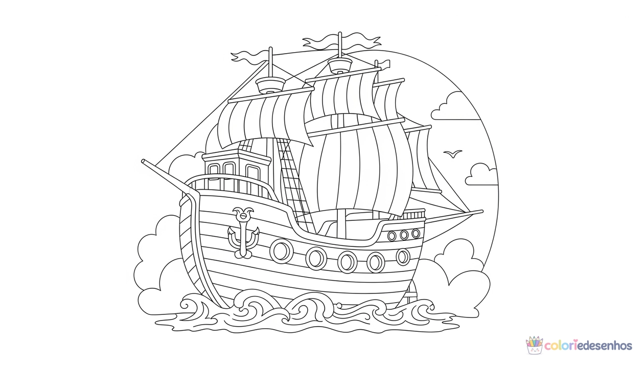 Barco para imprimir e colorir para colorir