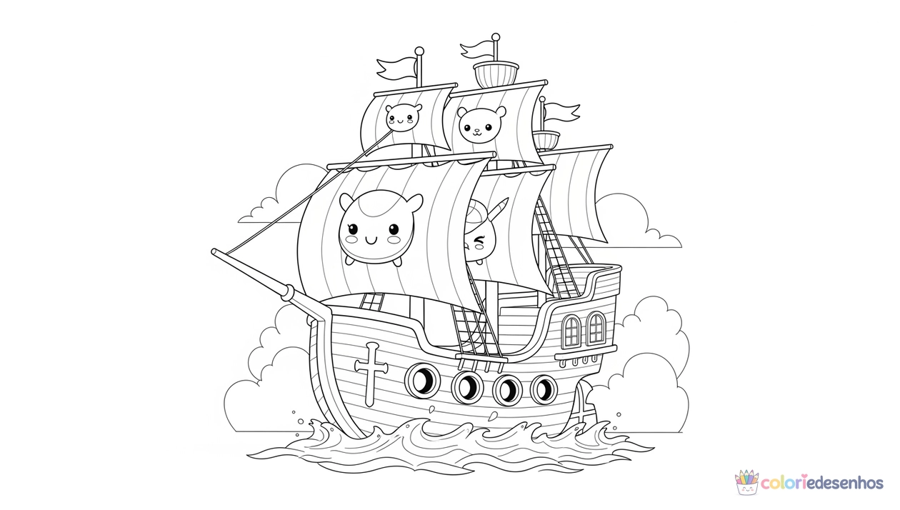 Barco para imprimir e colorir para colorir
