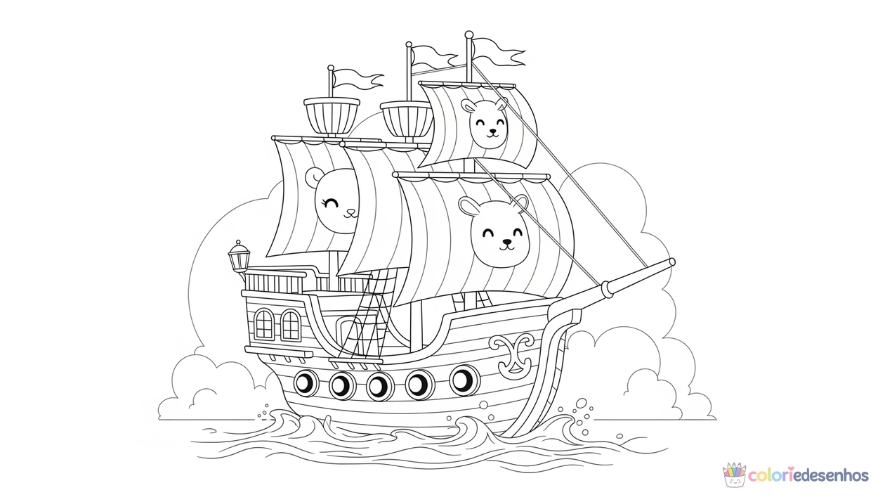 Barco para imprimir e colorir para colorir