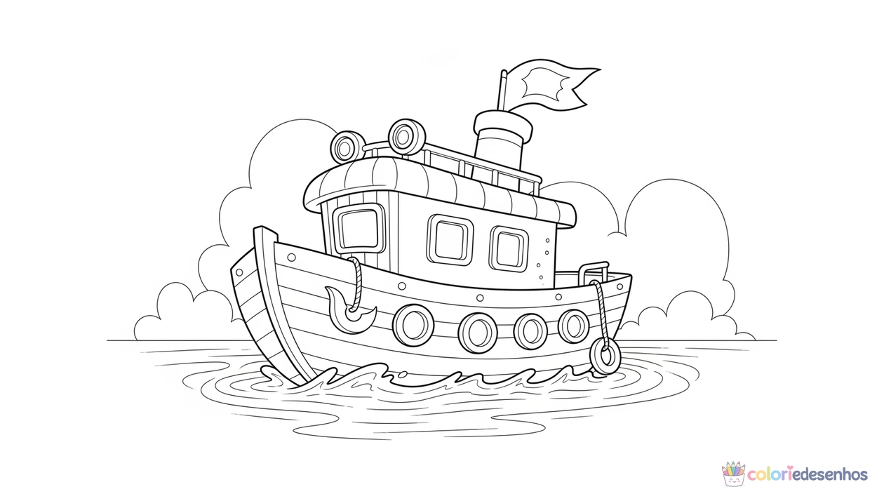 Barco para imprimir e colorir para colorir