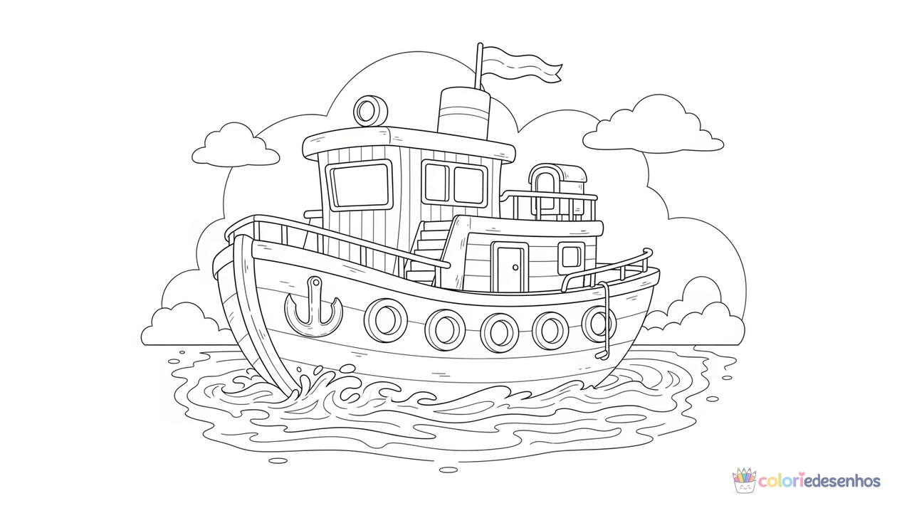 Barco para imprimir e colorir para colorir