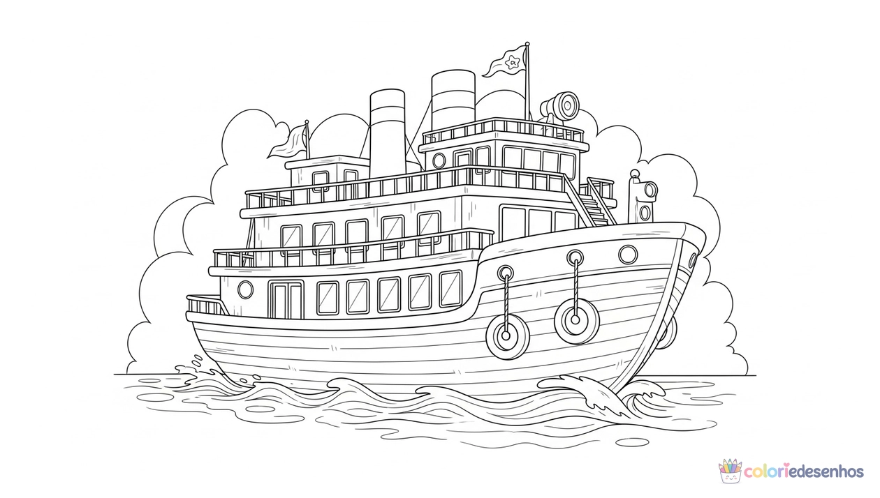 Barco para imprimir e colorir para colorir