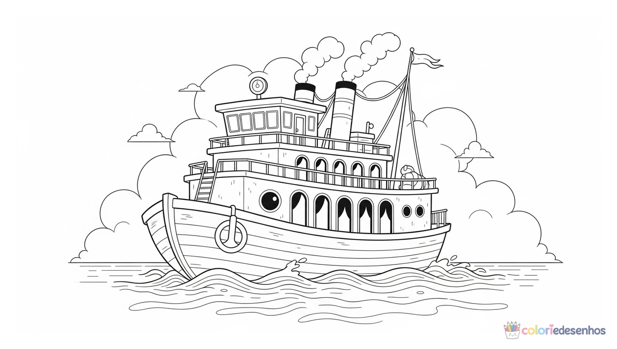 Barco para imprimir e colorir para colorir
