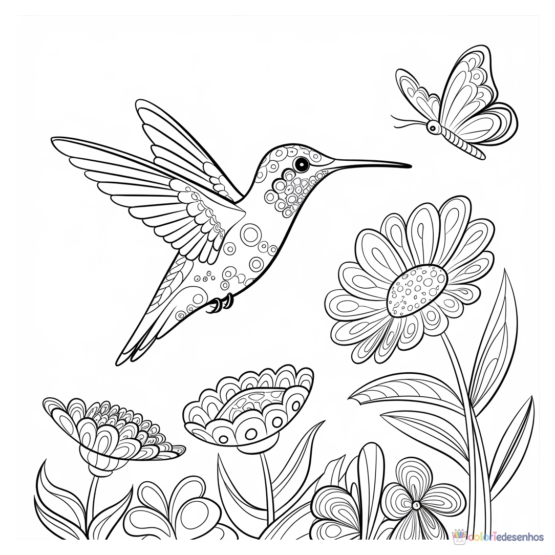 Desenhos de Beija-flor para colorir
