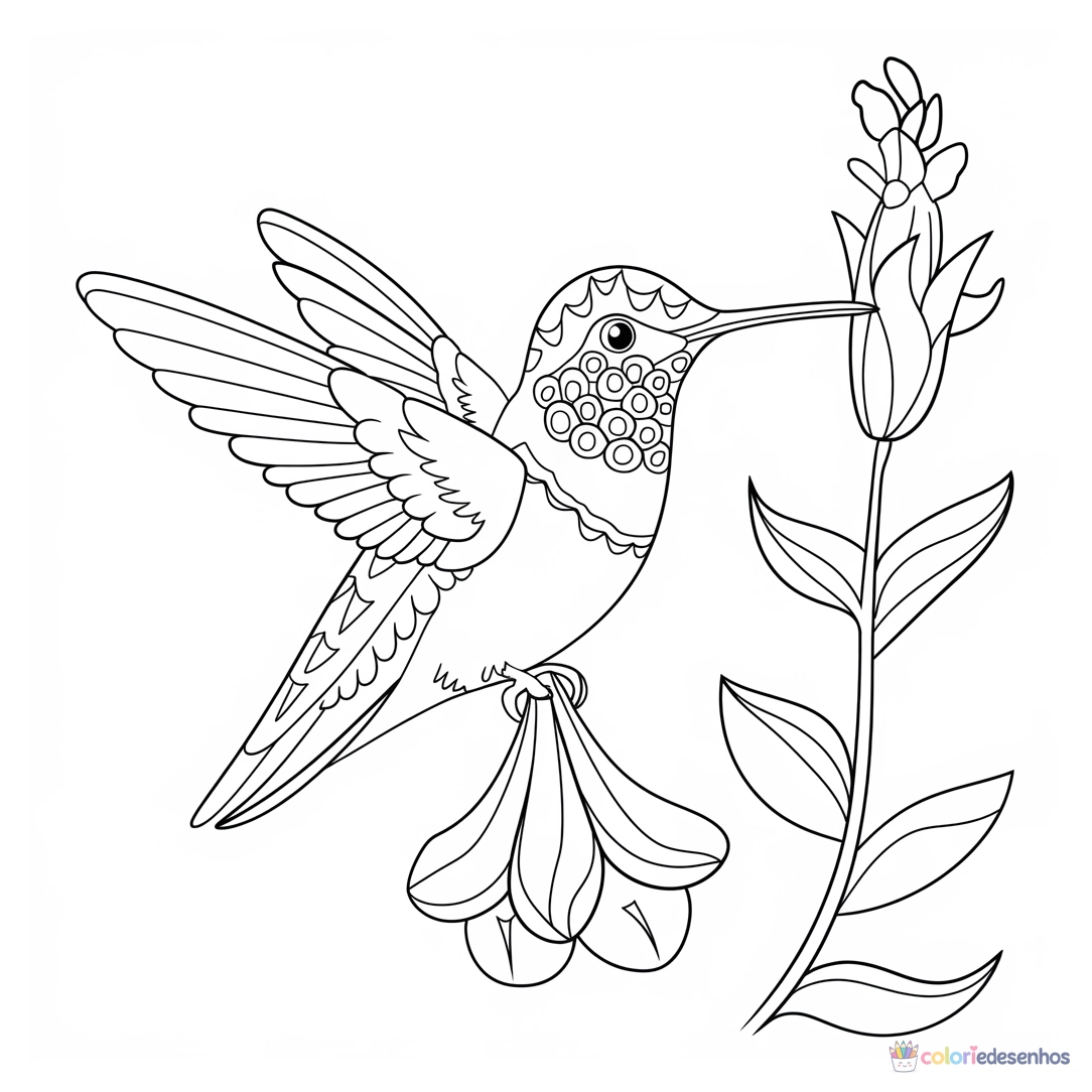 Beija-flor para colorir