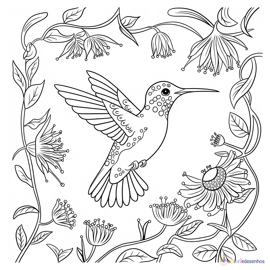 Beija-flor para colorir