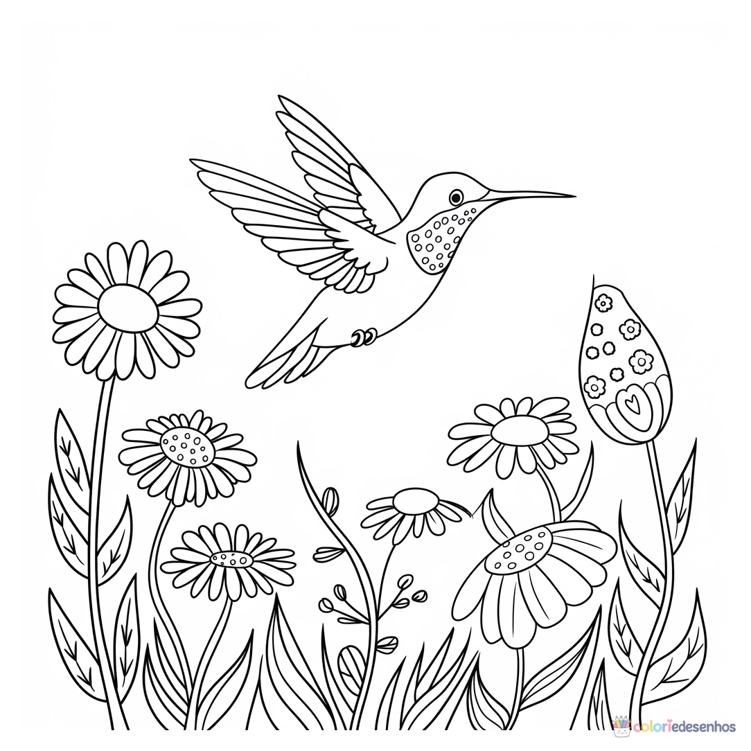 Beija-flor para colorir