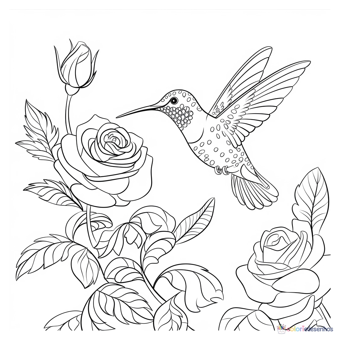 Beija-flor para colorir