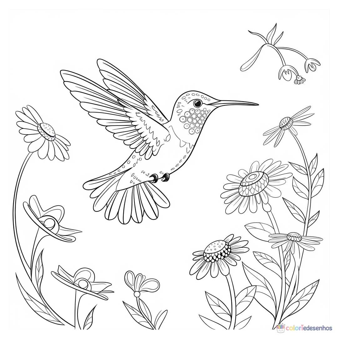 Beija-flor para colorir