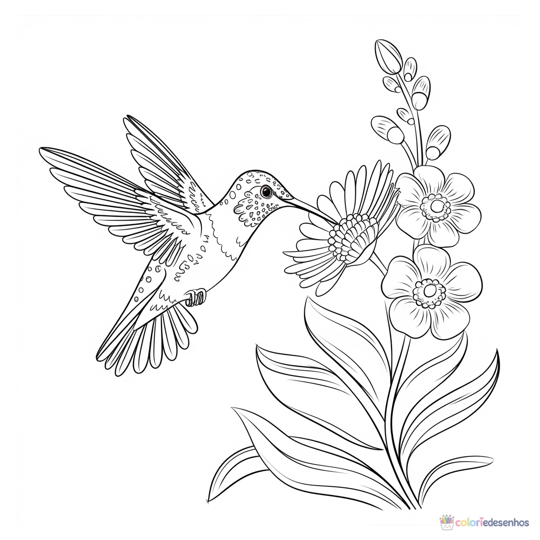 Beija-flor para colorir