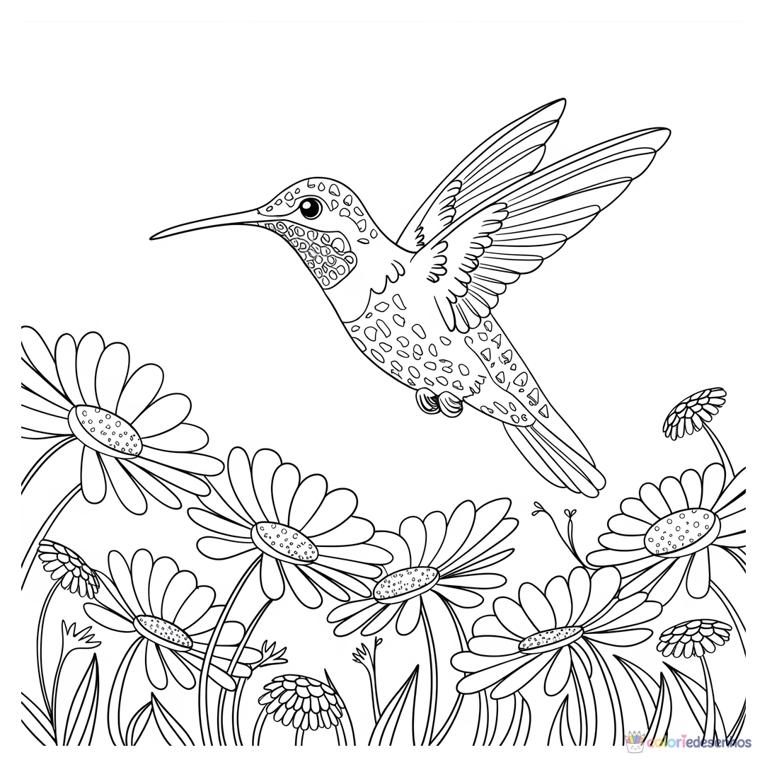 Beija-flor para colorir