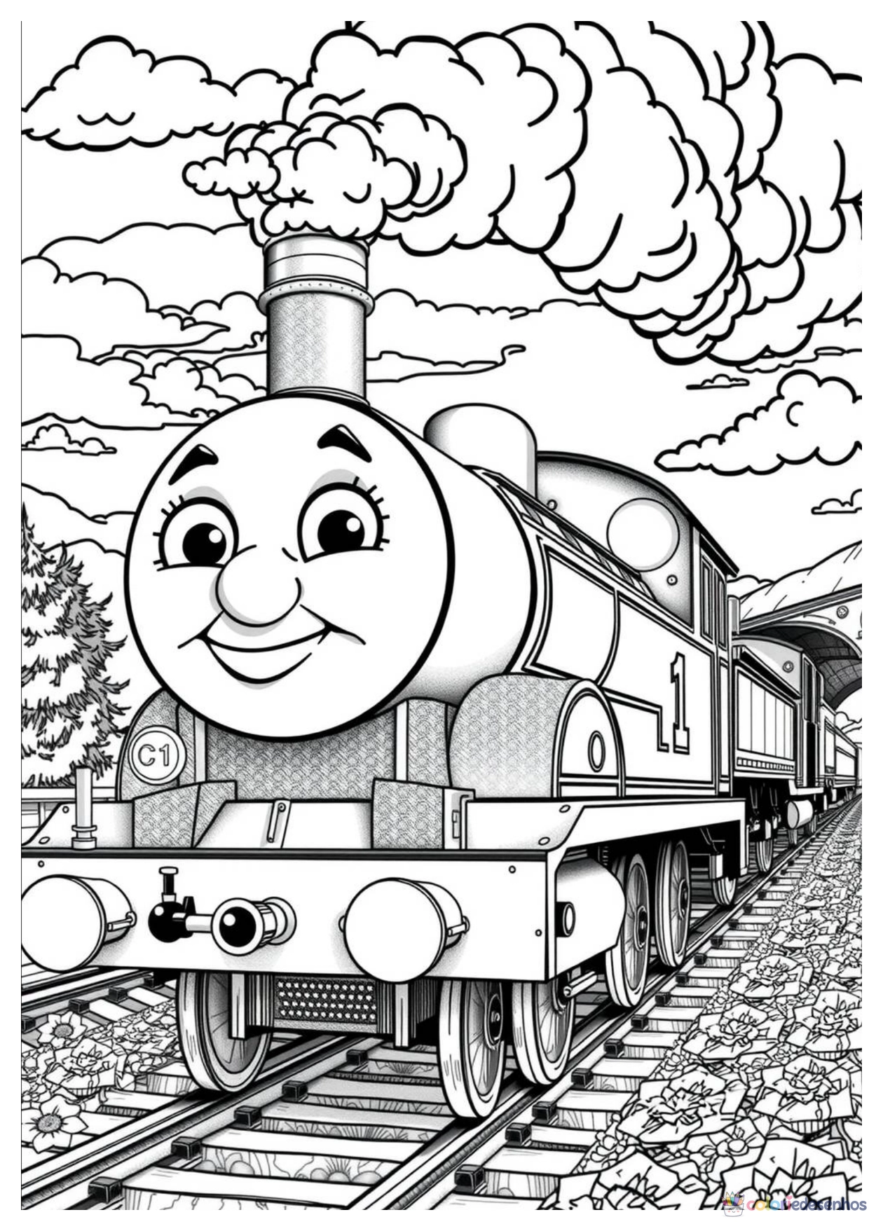 Bob o Trem para imprimir e colorir para colorir