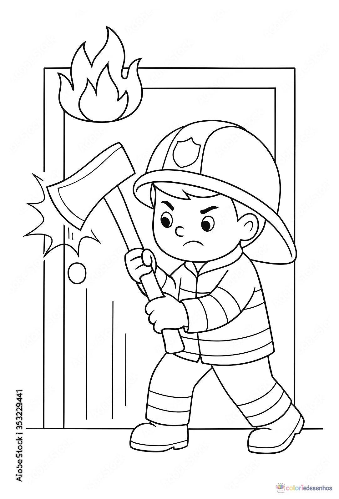 Bombeiro para colorir
