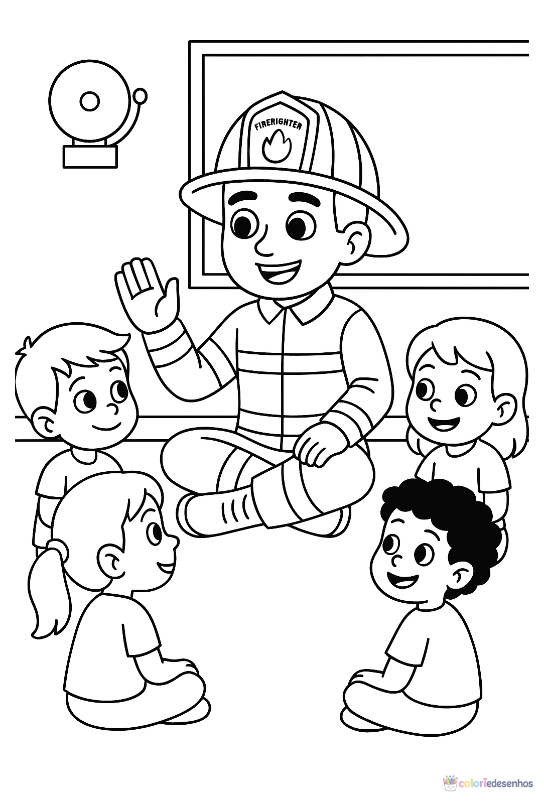 Bombeiro para colorir