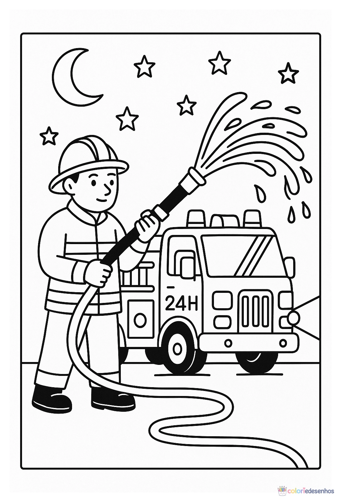Bombeiro para colorir