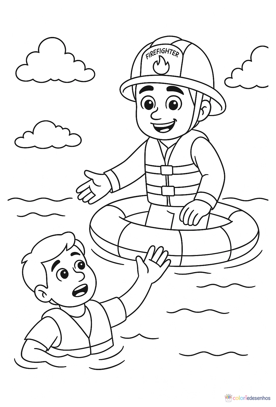 Bombeiro para colorir