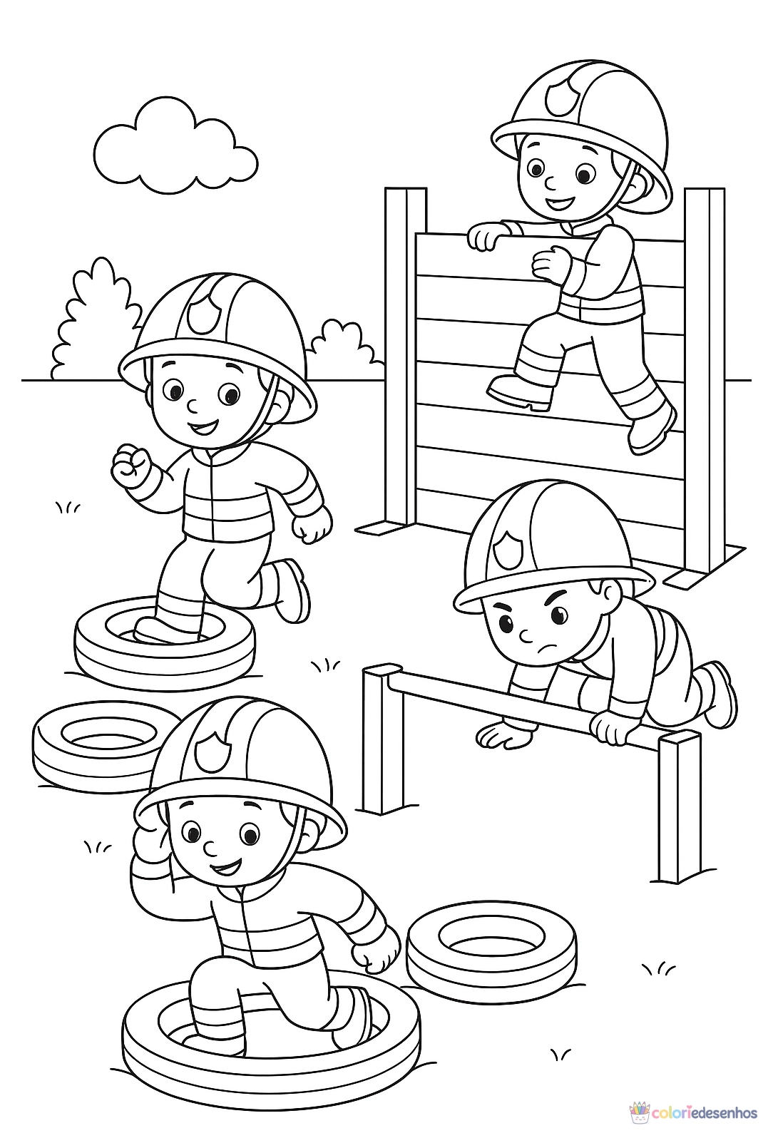 Bombeiro para colorir