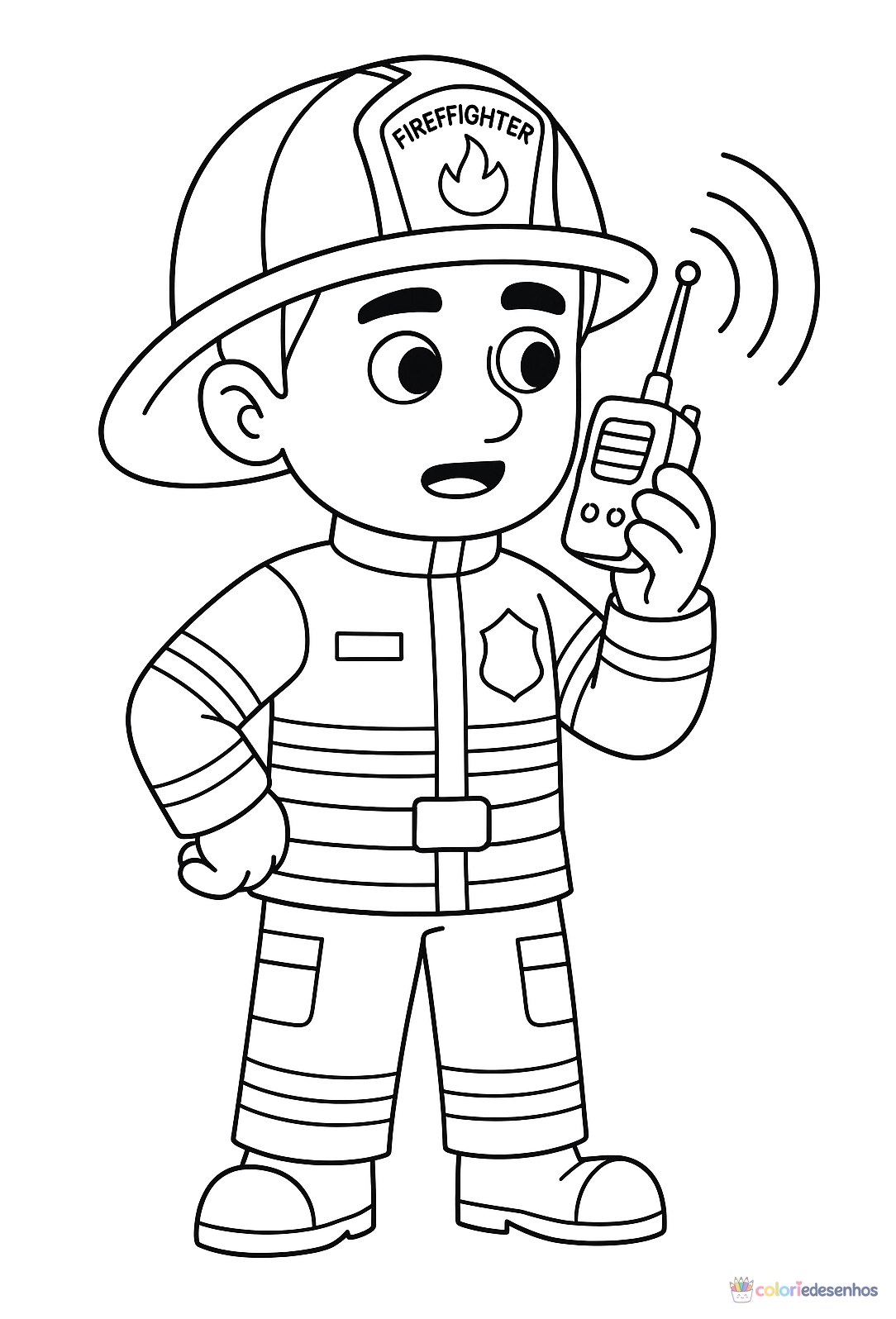 Bombeiro para colorir