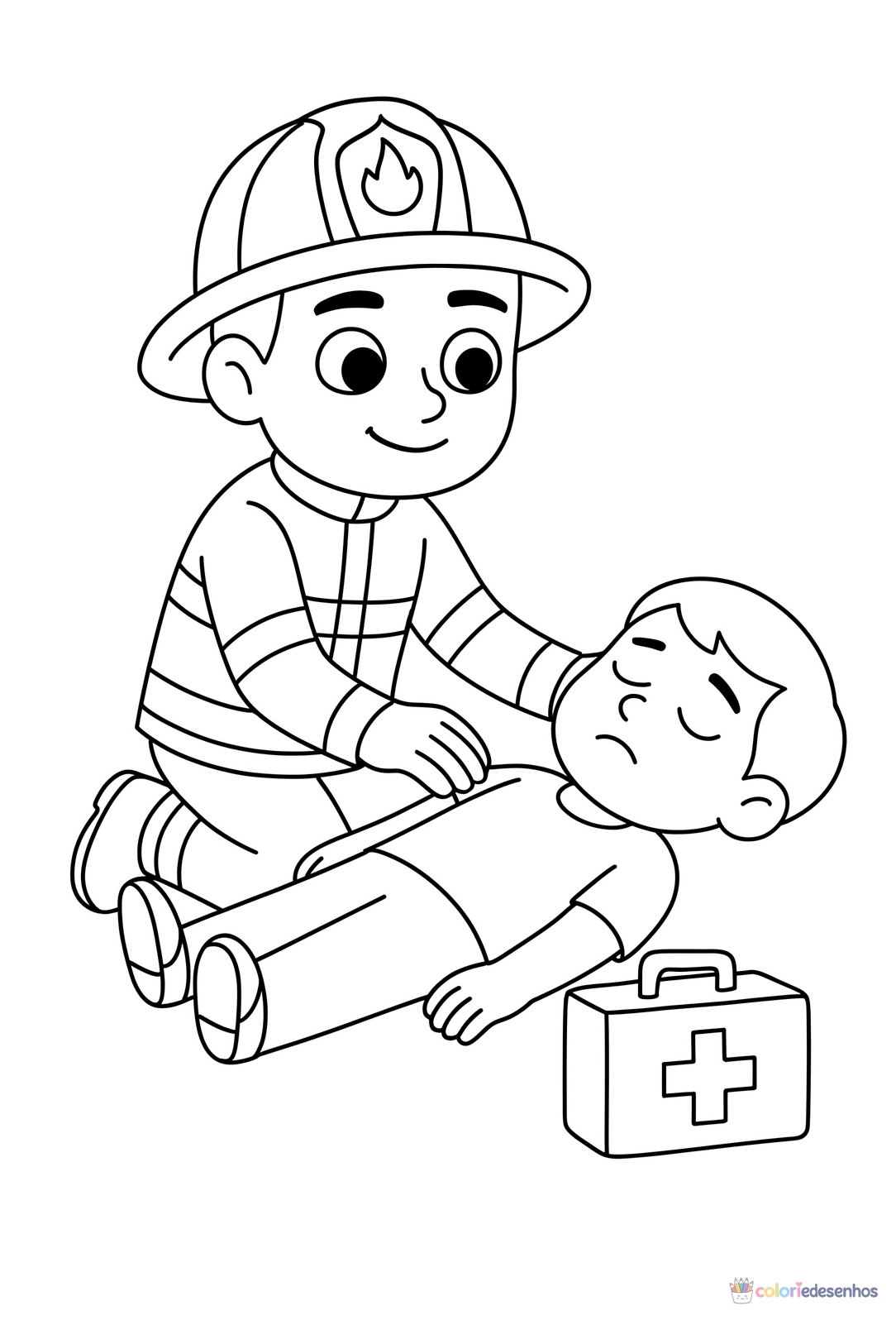 Bombeiro para colorir