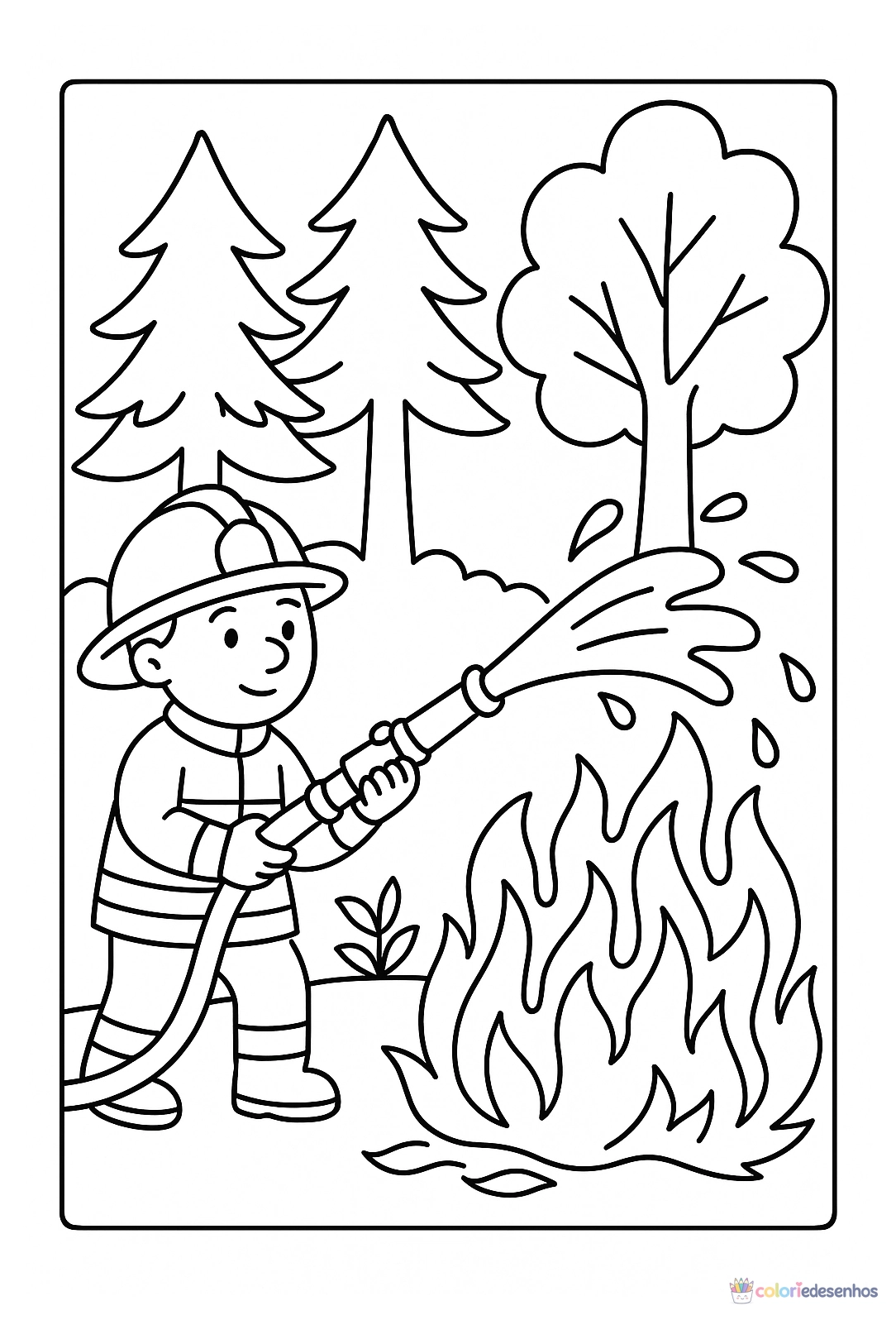 Bombeiro para colorir