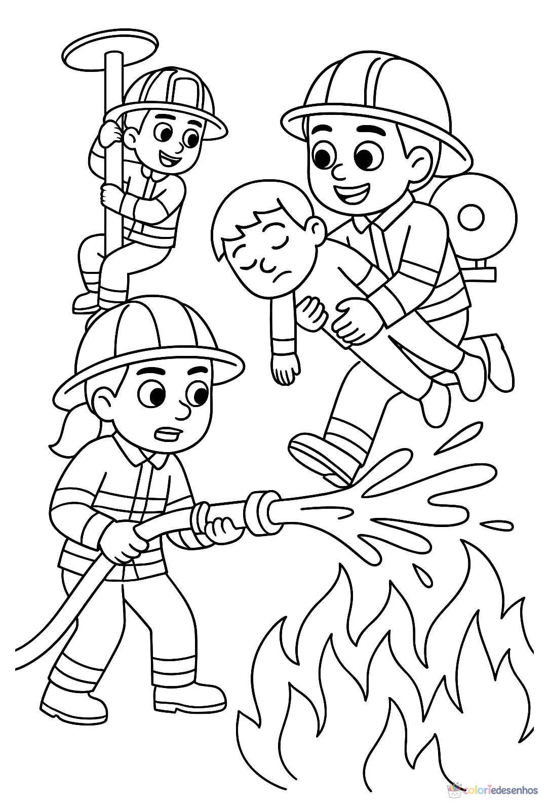 Bombeiro para colorir