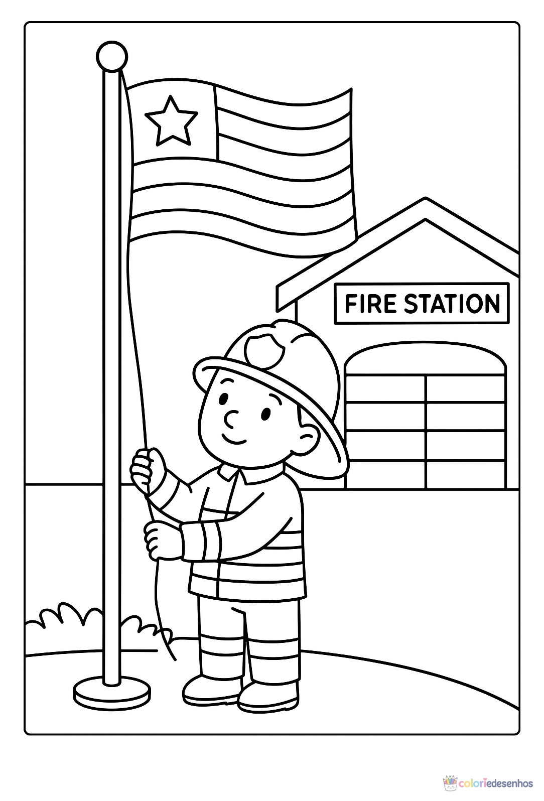 Bombeiro para colorir