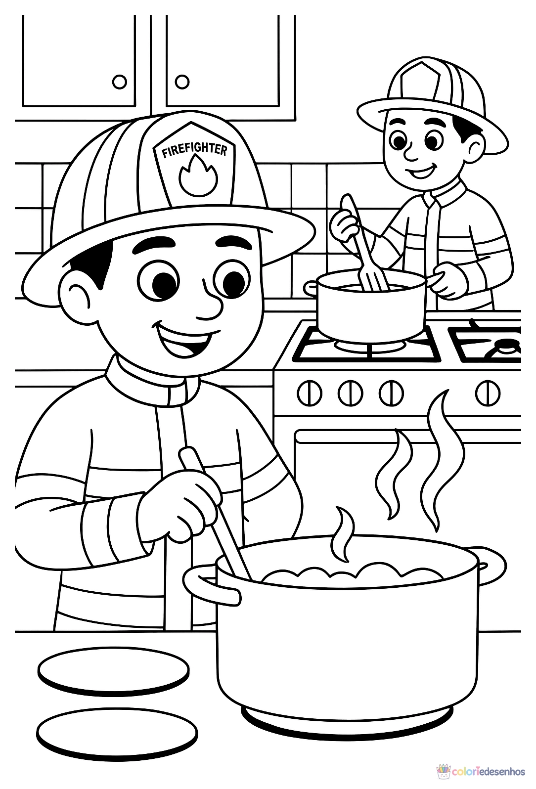 Bombeiro para colorir