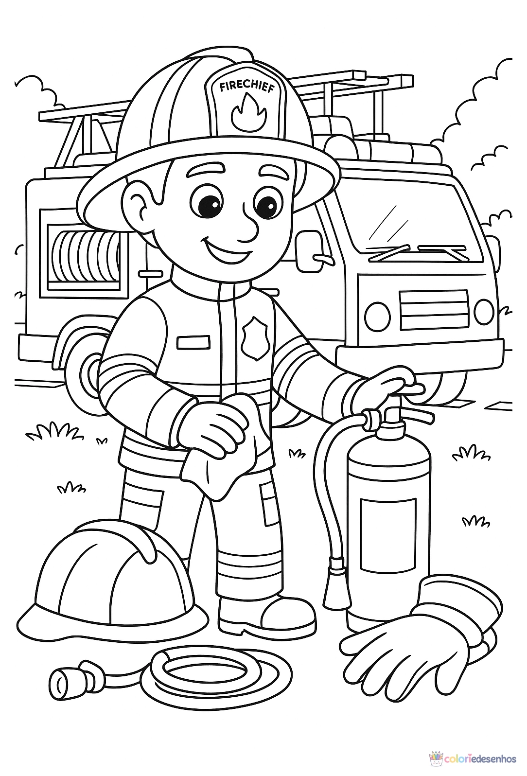 Bombeiro para colorir