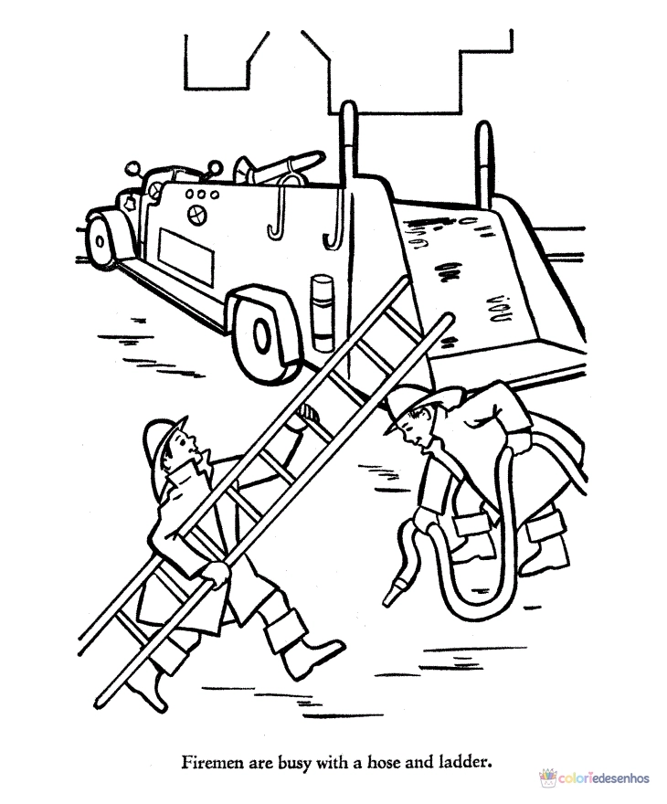 Bombeiros para colorir