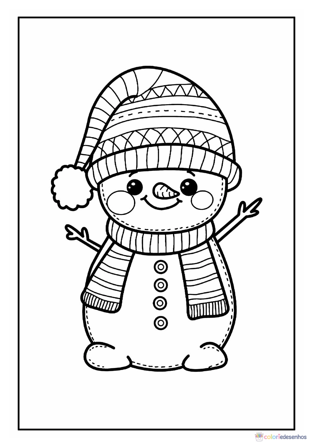 Boneco de neve para imprimir e colorir para colorir