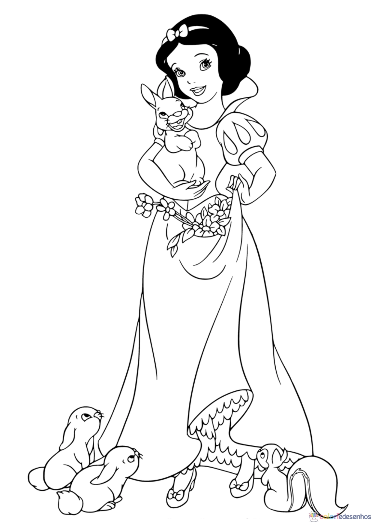 Branca de neve para imprimir e colorir para colorir