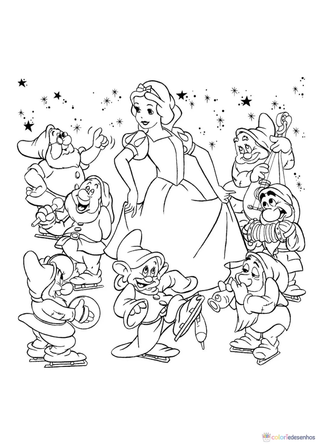 Branca de neve para imprimir e colorir para colorir