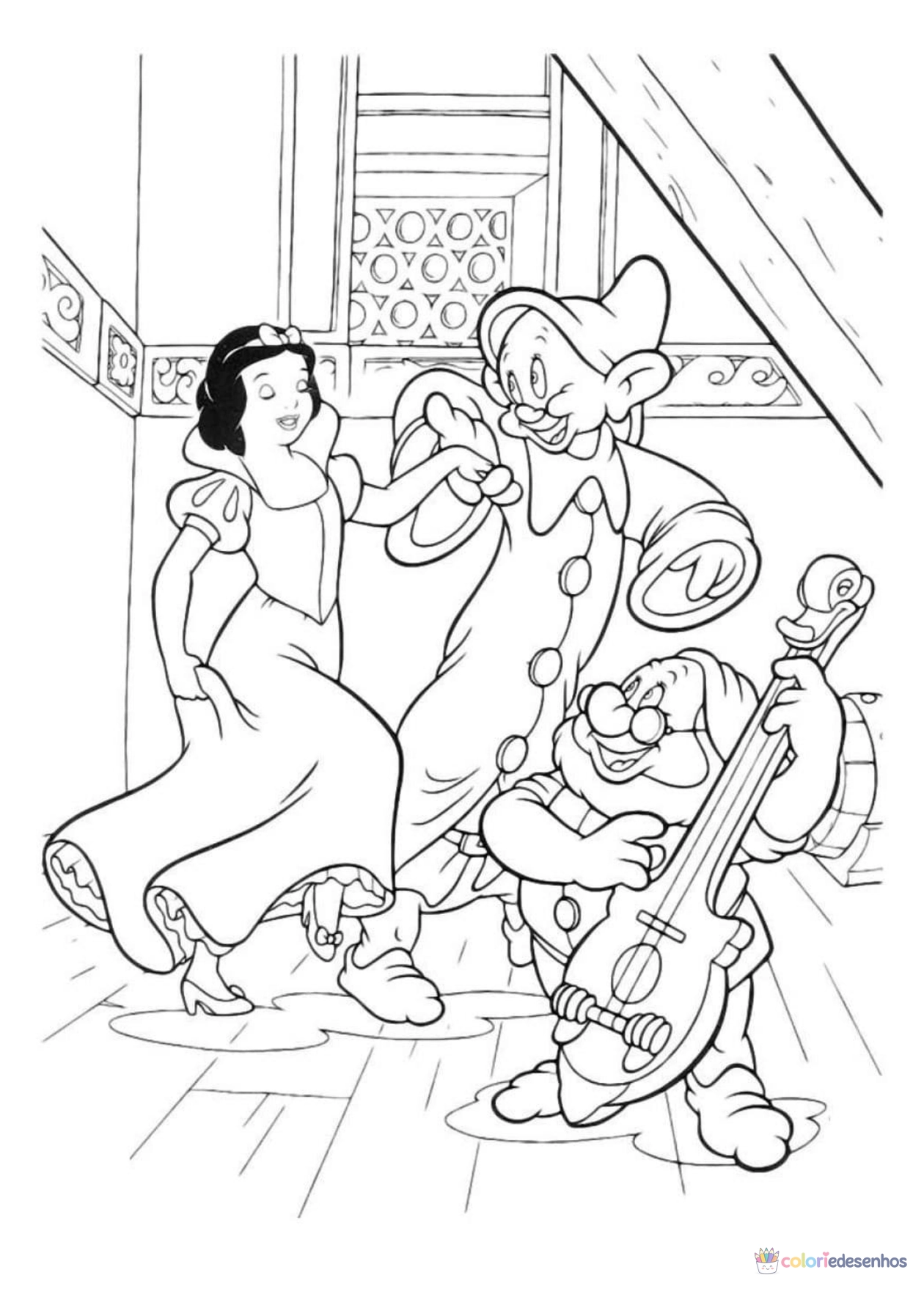 Branca de neve para imprimir e colorir para colorir
