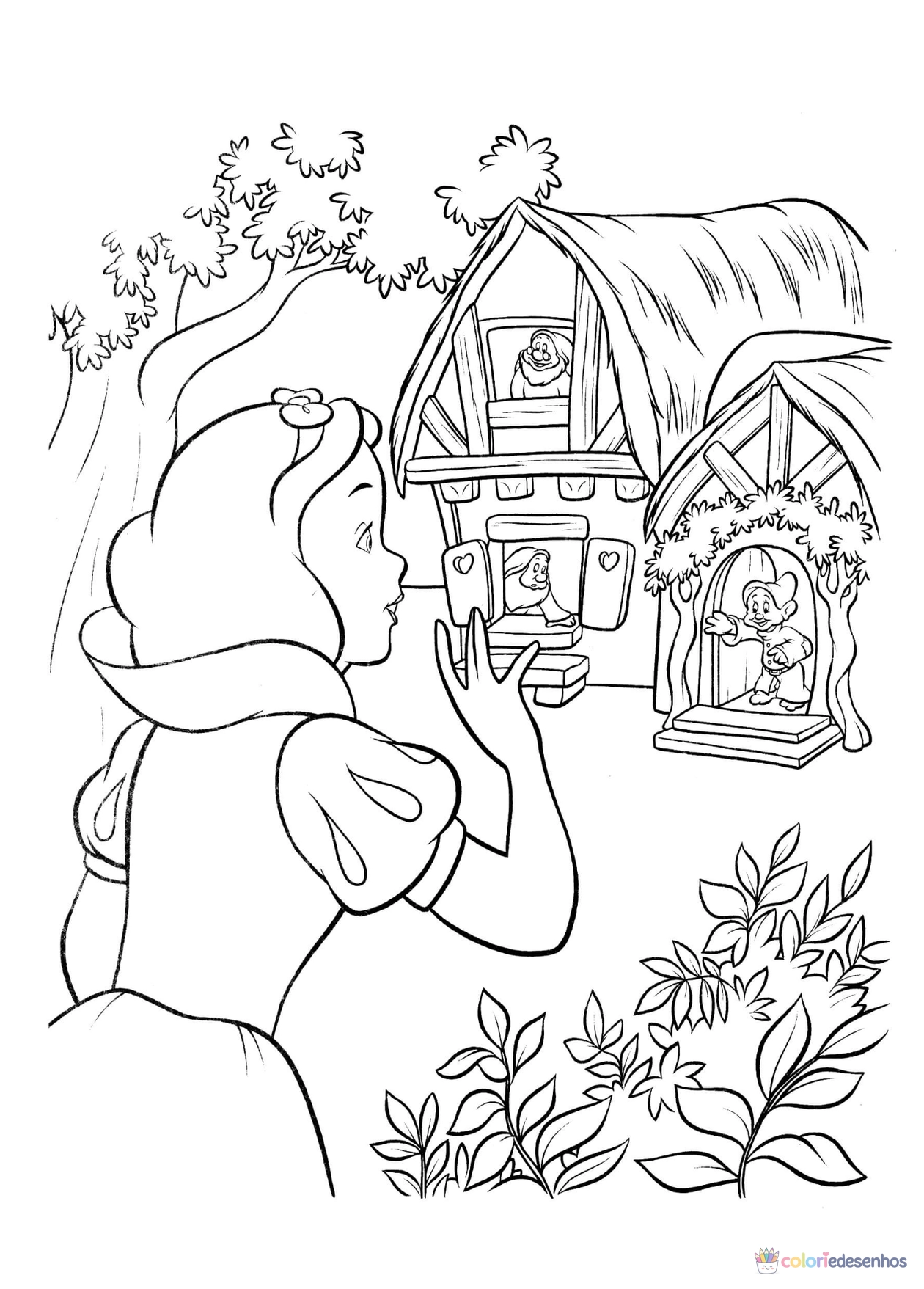 Branca de neve para imprimir e colorir para colorir