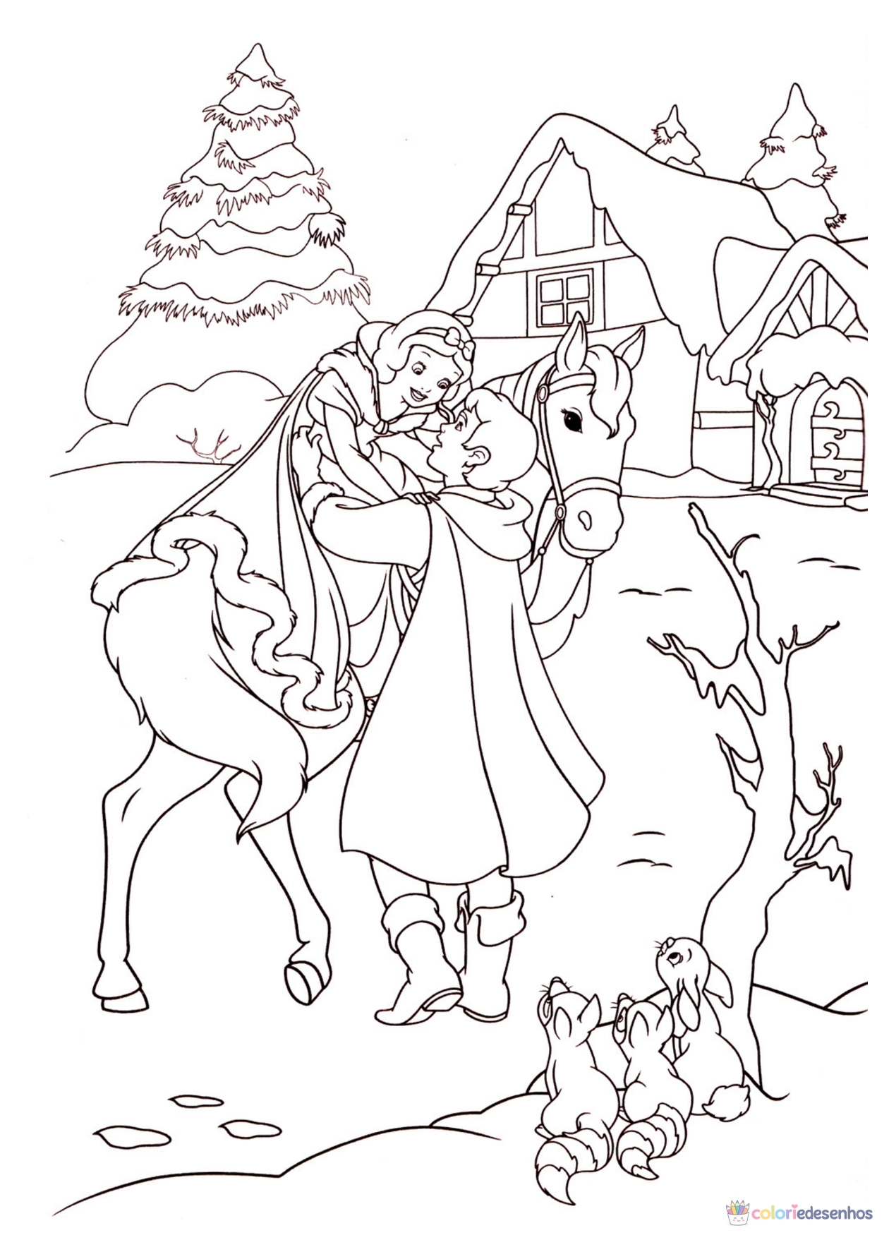 Branca de neve para imprimir e colorir para colorir