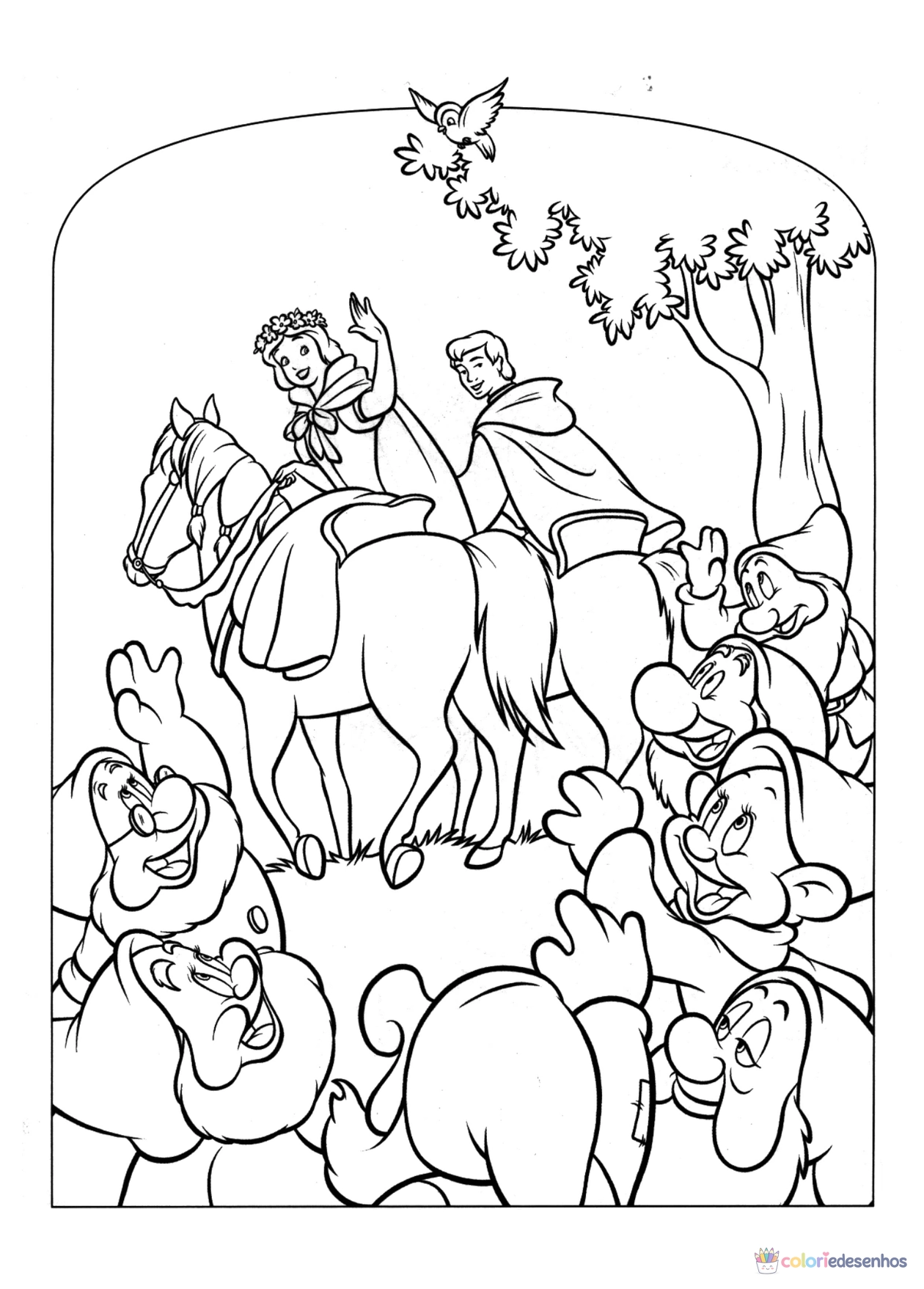 Branca de neve para imprimir e colorir para colorir