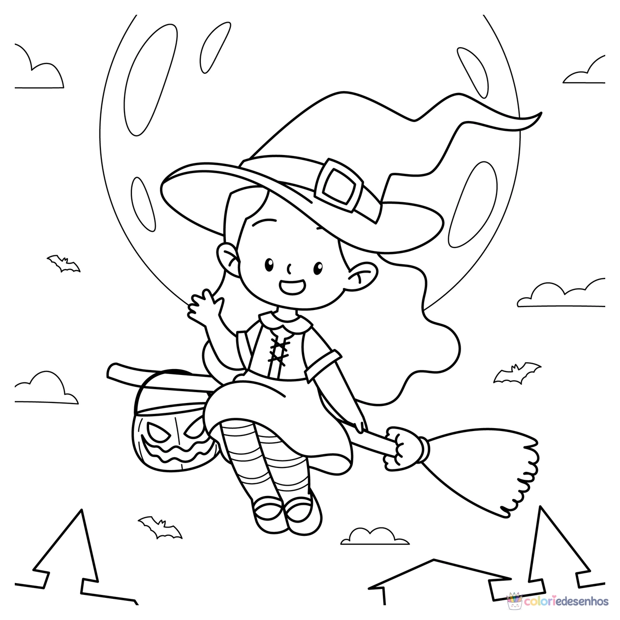 Bruxa para colorir