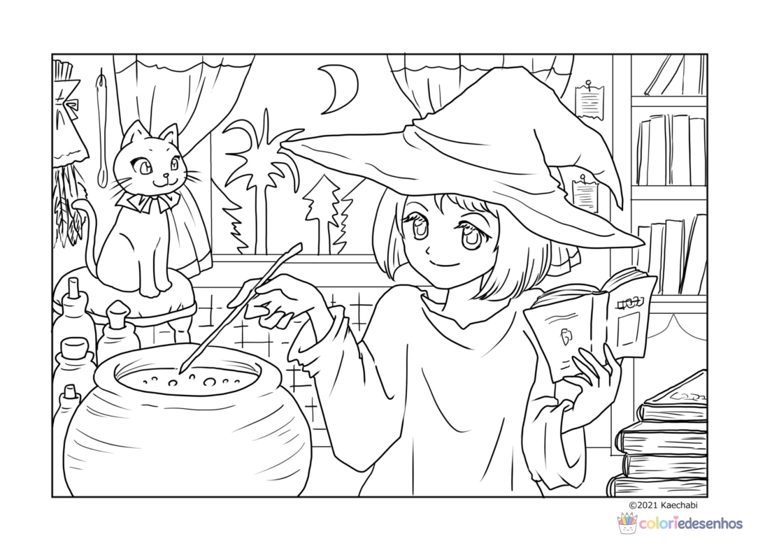 Bruxa para colorir