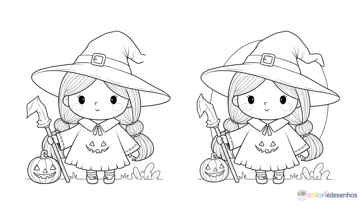 Bruxa para imprimir e colorir (Halloween) para colorir