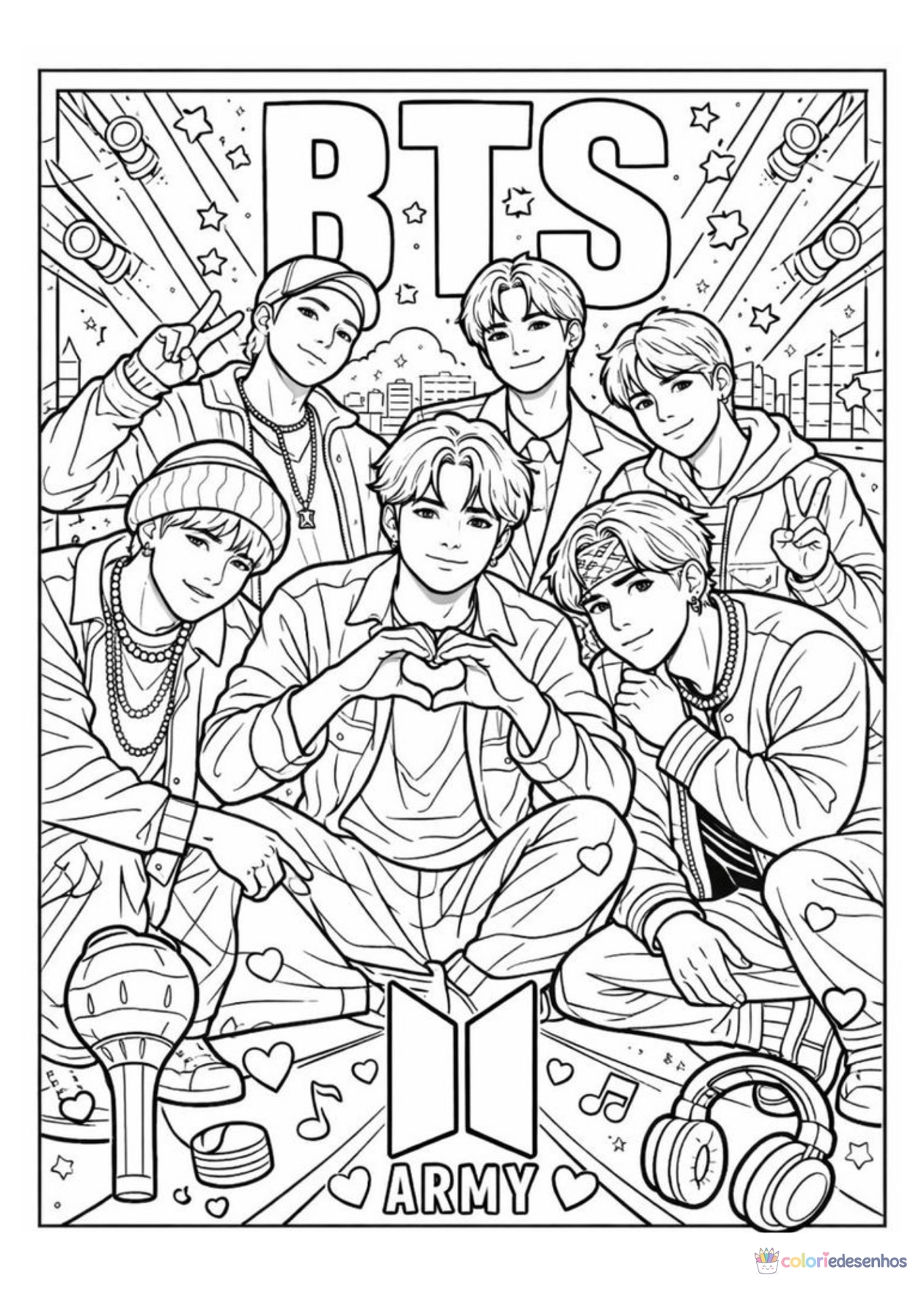 BTS para imprimir e colorir para colorir