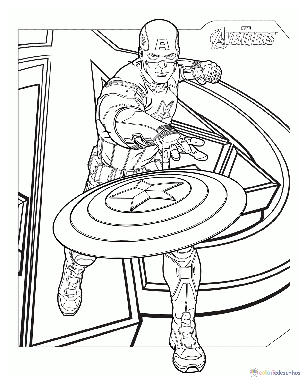 Capitão América para imprimir e colorir para colorir