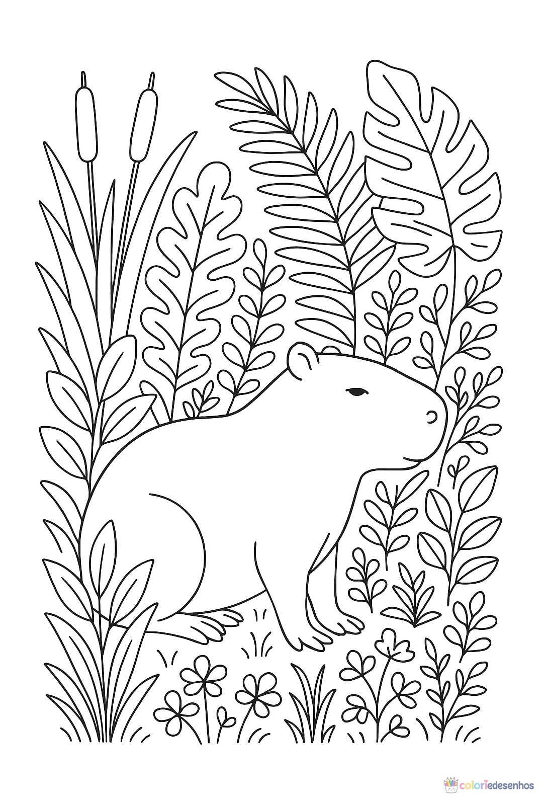Capivara para colorir