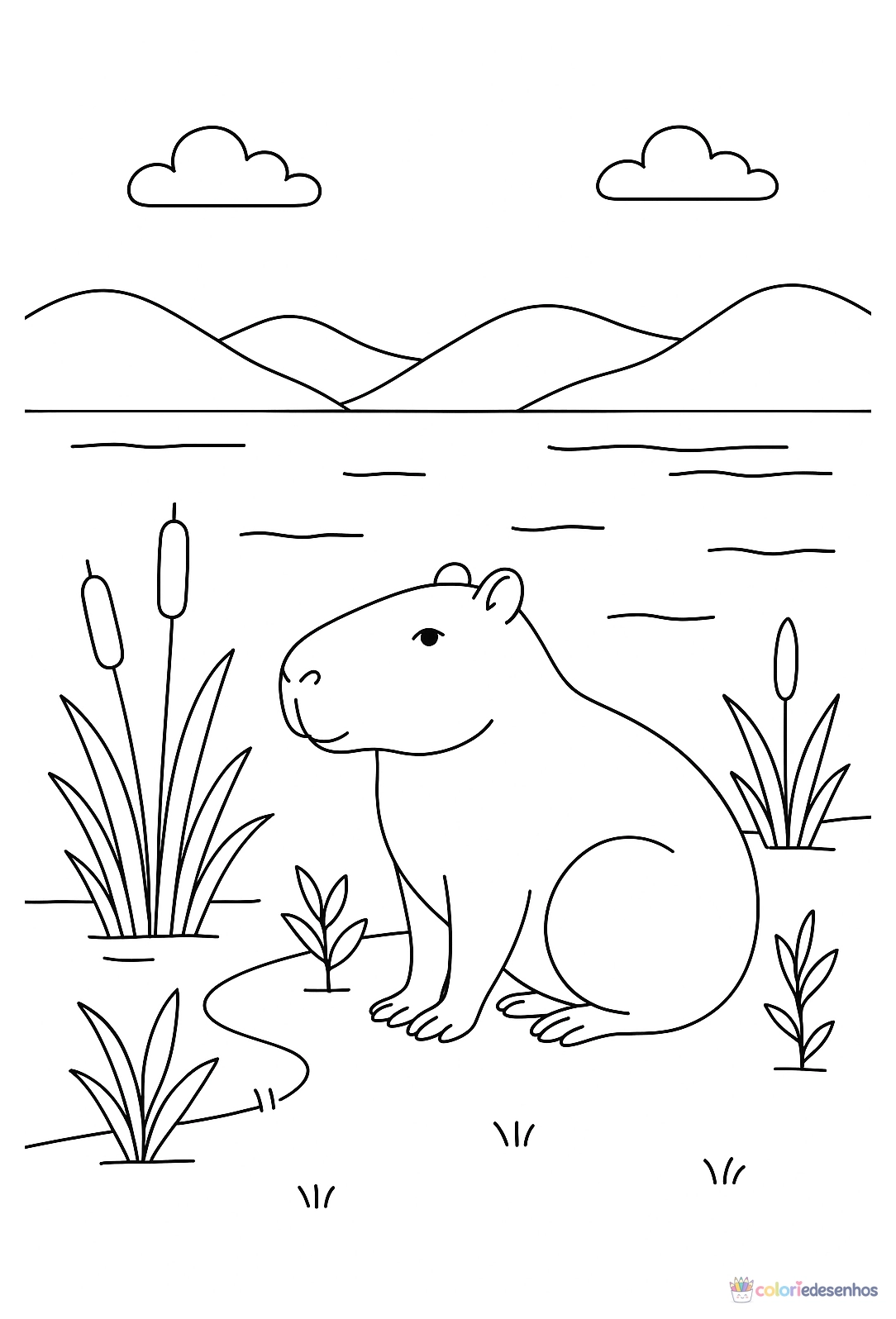 Capivara para colorir