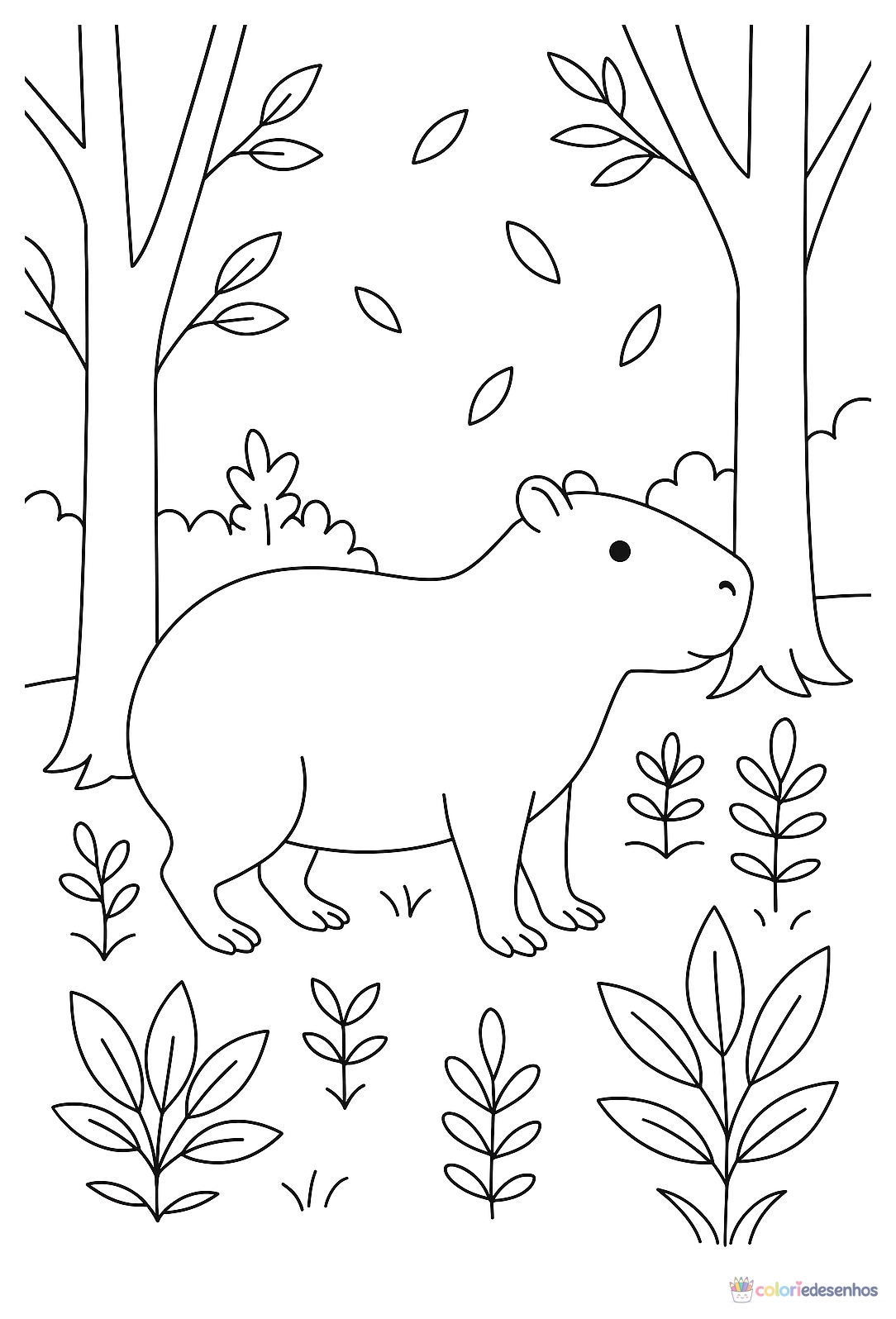 Capivara para colorir