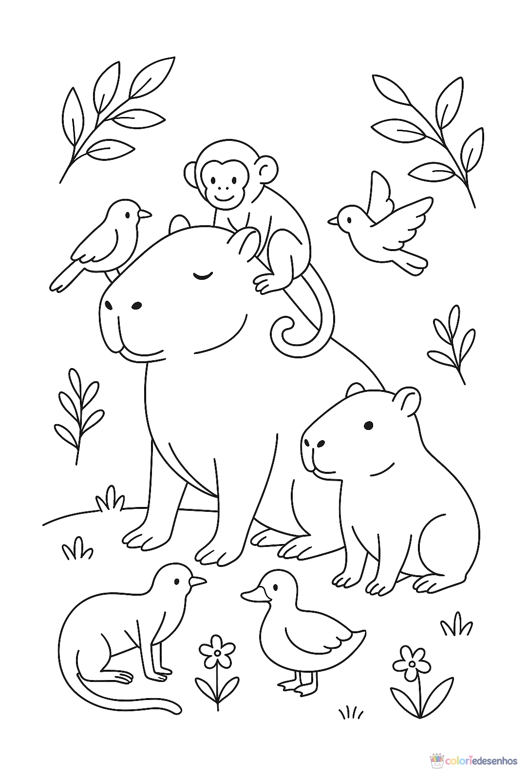 Capivara para colorir