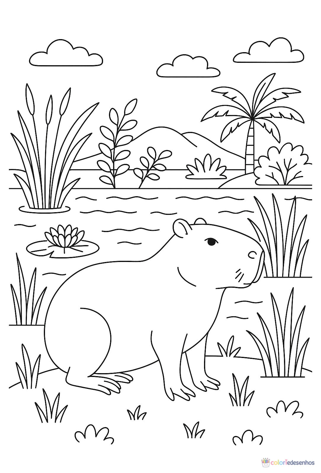Capivara para colorir