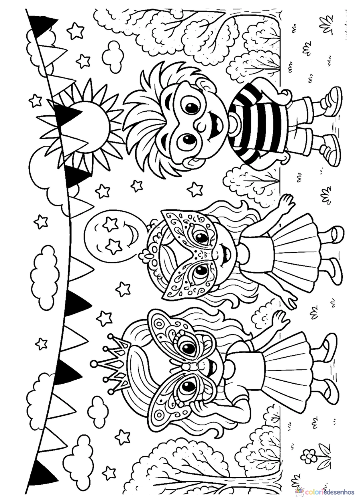 Carnaval para imprimir e colorir para colorir