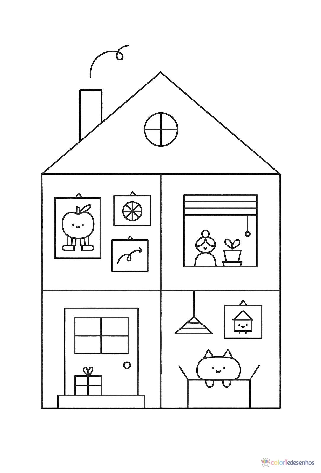 Casa para imprimir e colorir para colorir