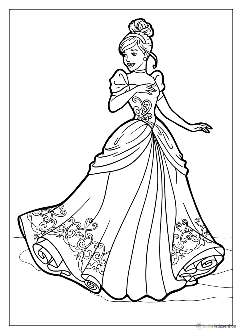 Cinderela para imprimir e colorir para colorir
